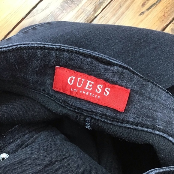 Guess high rise jeans black size 25 high waisted soft lightweight dark Academia - Picture 3 of 14